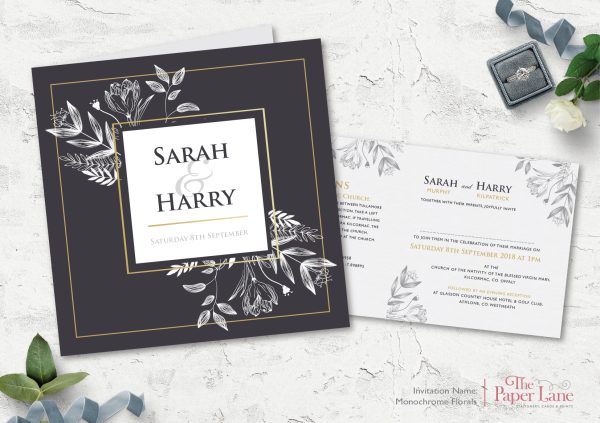 Monochrome Florals Invitation