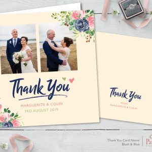 Blush & Blue Square Thank You Card