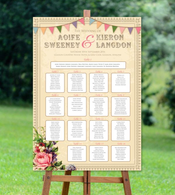 Vintage Rose Seating Plan