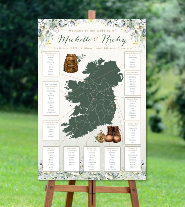 Golden Greenery Hiking Seating Plan