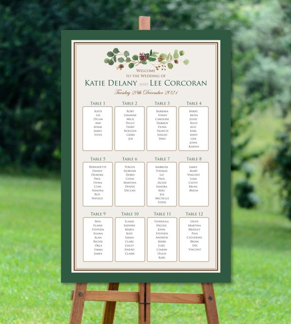 Pretty Pine Cones Seating Plan