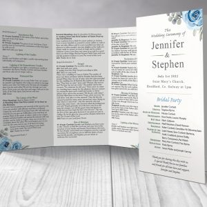Blue & Grey Floral Order of Service Booklet
