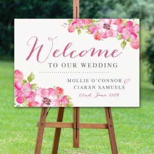 Vibrant Pink Florals Welcome Sign