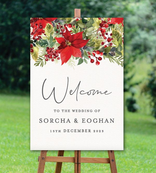 Christmas Poinsettia's Welcome Sign