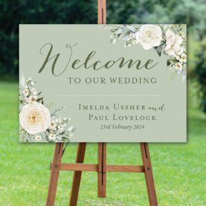 Mint Florals Welcome Sign