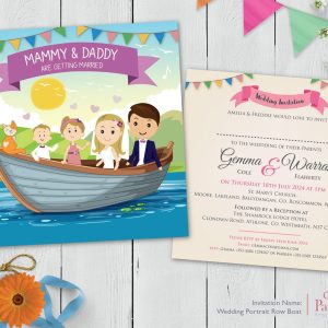 Wedding Portrait Row Boat Invitation