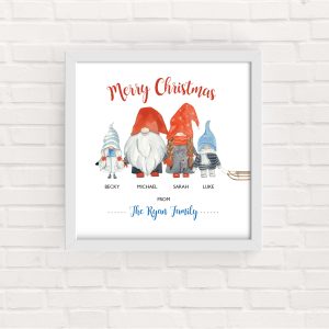 Christmas Gnome Family Square Framed Print