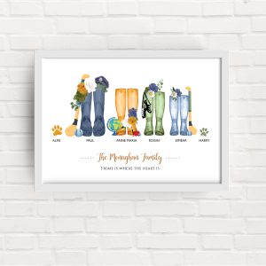 Family Wellies with Hobbies Framed Print