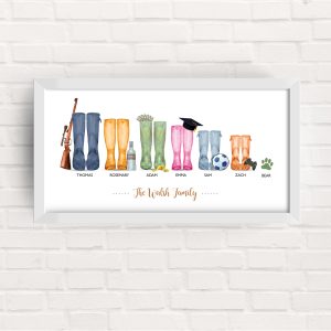 Long Wellies with Hobbies Framed Print