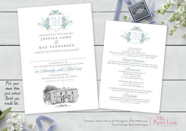 The Millhouse Monogram & Venue Invitation