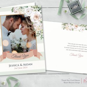 Blush Blooms Stripe A6 Thank You Card