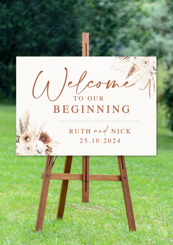 Autumn Rustic Beginning Welcome Sign