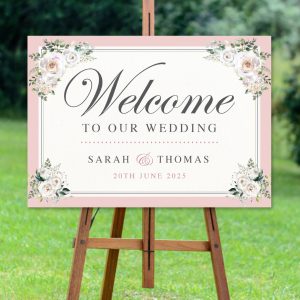 Blush Blooms Border Welcome Sign