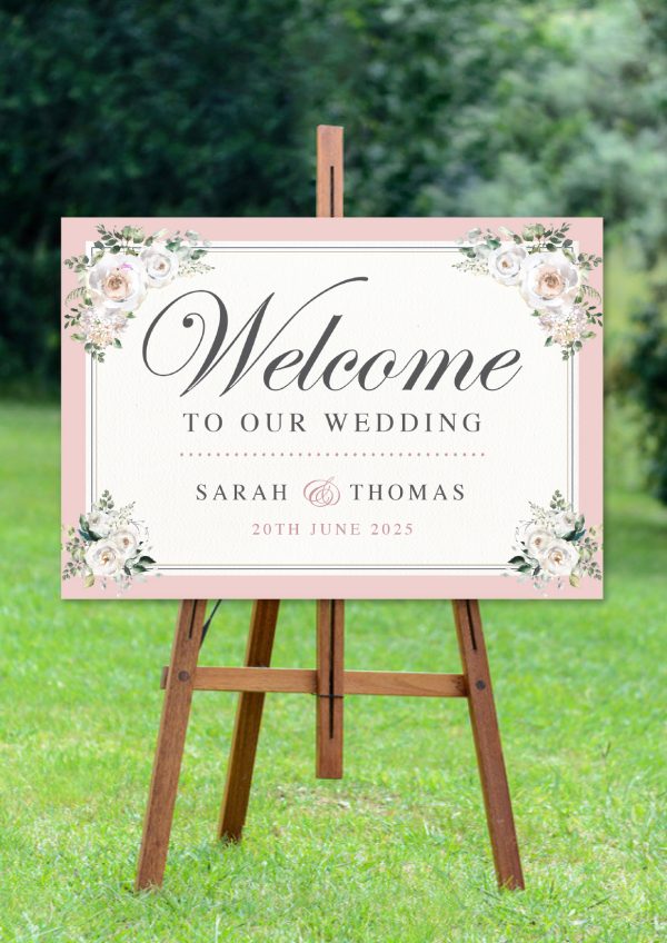 Blush Blooms Border Welcome Sign