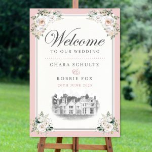 Blush Blooms Border Venue Welcome Sign