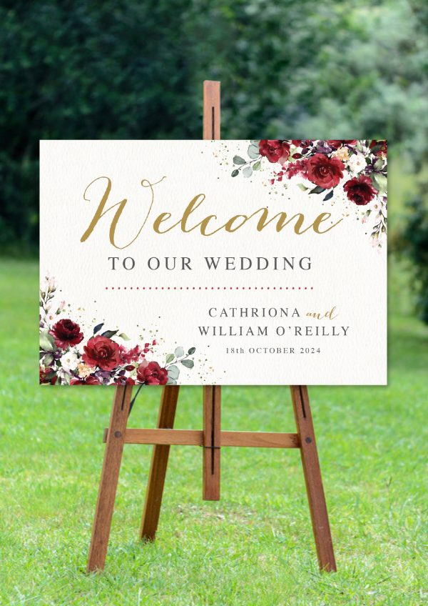 Burgundy Foliage Welcome Sign - Image 2