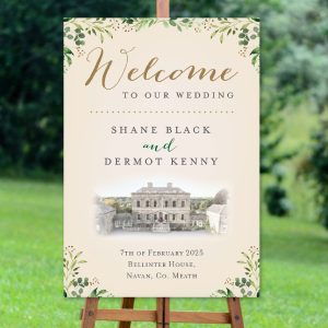 Cream Greenery Venue Welcome Sign