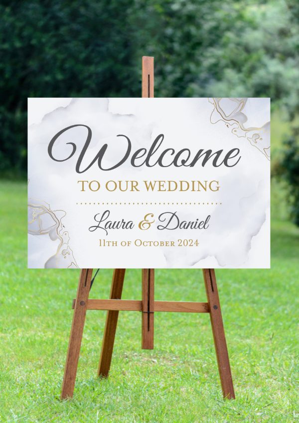 Grey Marble Welcome Sign
