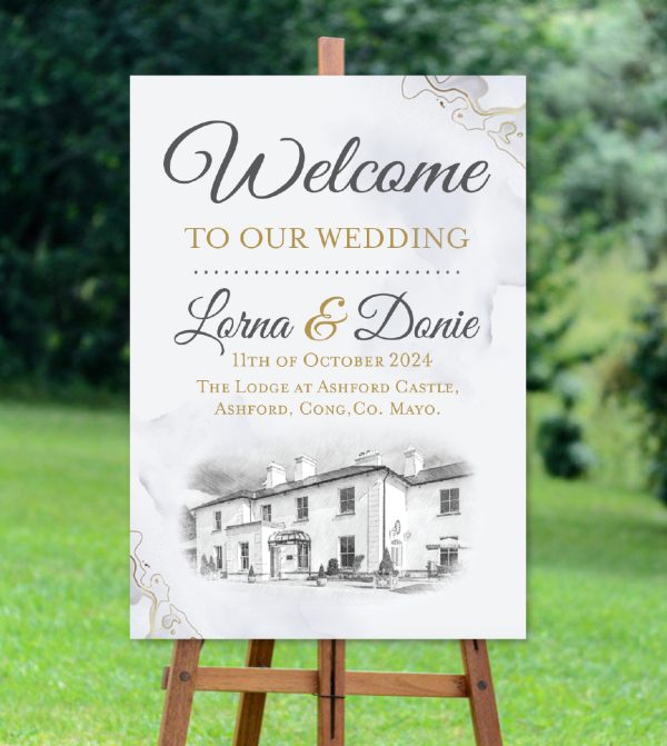 Grey Marble Venue Welcome Sign