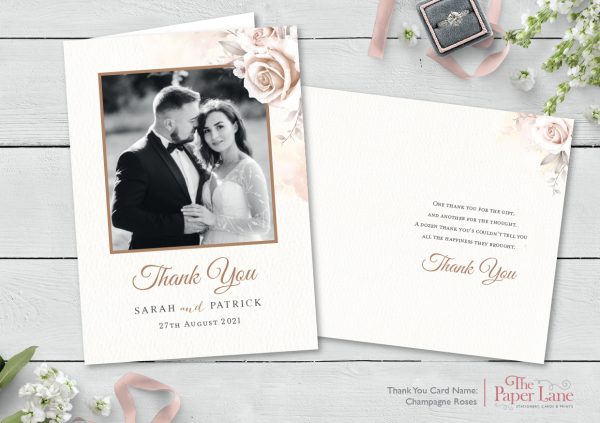 Champagne Roses A6 Thank You Card