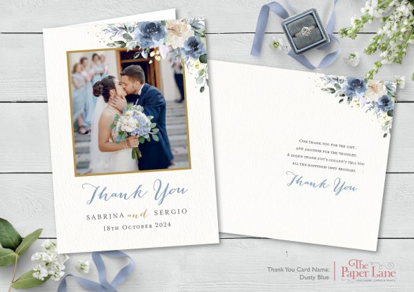 Dusty Blue A6 Thank You Card