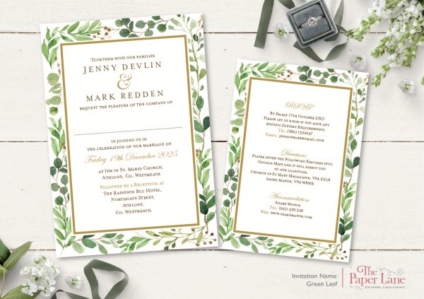 Green Leaf Invitation
