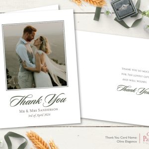 Olive Elegance A6 Thank You Card