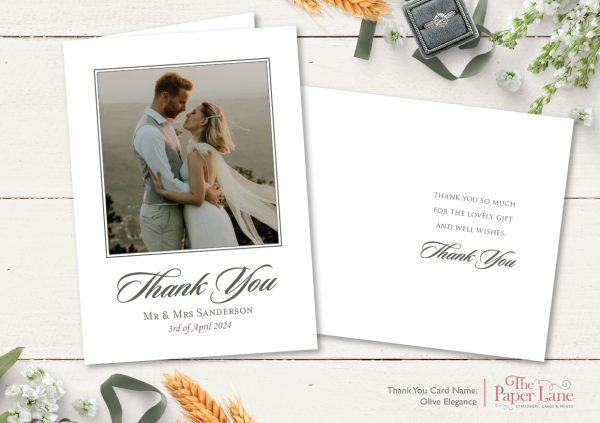 Olive Elegance A6 Thank You Card