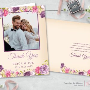 Pink Floral A6 Thank You Card