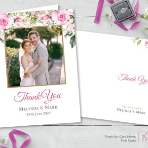 Pink Roses A6 Thank You Card
