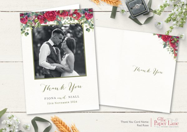 Red Rose A6 Thank You Card