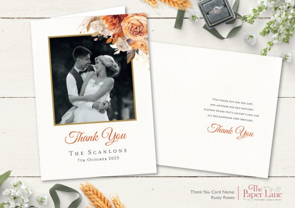 Rusty Roses A6 Thank You Card