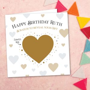 Personalised Hearts Scratch Off Birthday Card