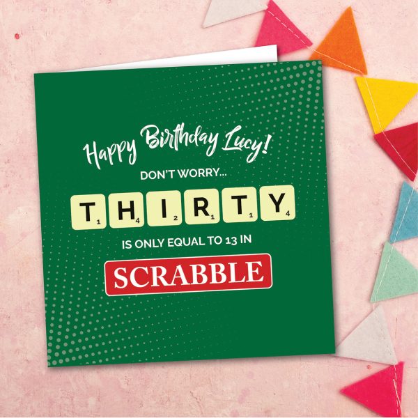 Personalised Scrabble 30th Birthday Card