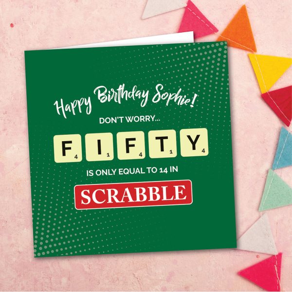Personalised Scrabble 50th Birthday Card