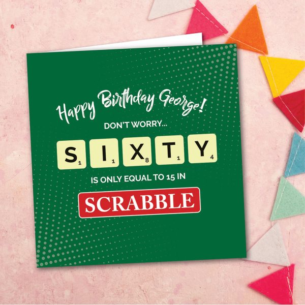 Personalised Scrabble 60th Birthday Card