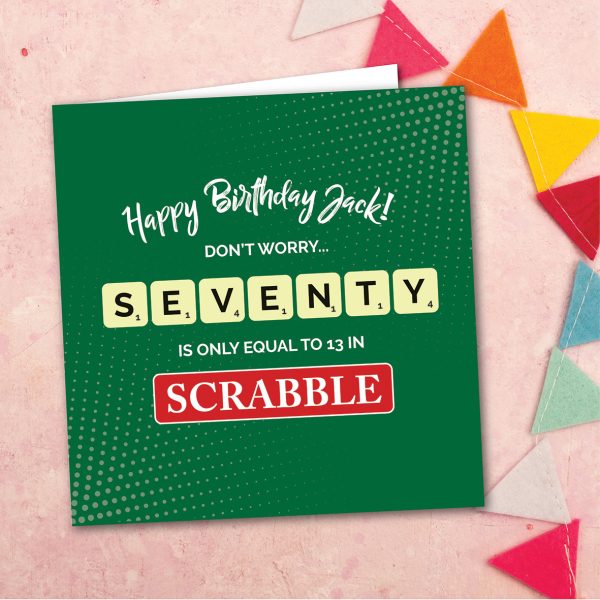Personalised Scrabble 70th Birthday Card