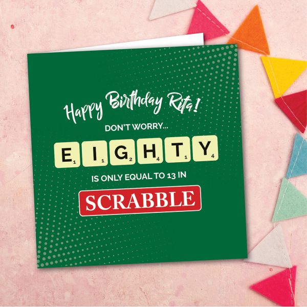 Personalised Scrabble 80th Birthday Card