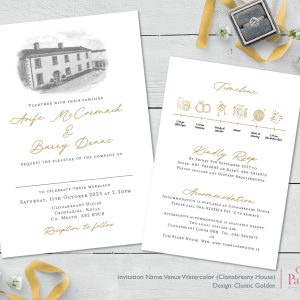 Clonabreany House Classic Golden Venue Invitation