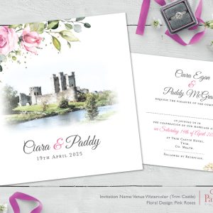 Trim Castle Pink Roses Venue Invitation