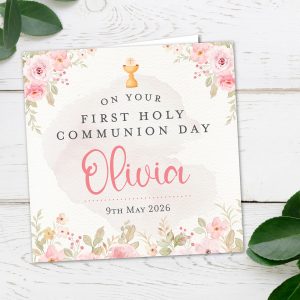 Personalised Girl Floral Communion Card