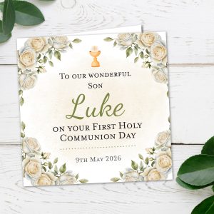 Personalised Unisex Floral Communion Card