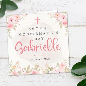 Personalised Girl Floral Confirmation Card
