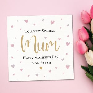 Mothers Day Heart Mum Personalised Greeting Card