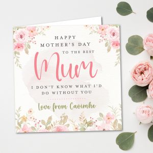 Personalised Peach Floral Mothers Day Card