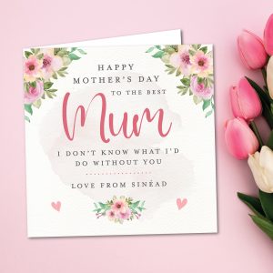 Personalised Pink Floral Mothers Day Card
