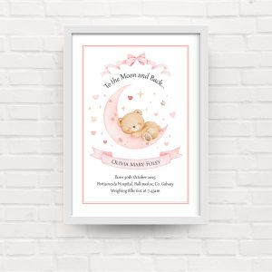 Moon and Back Framed Print - Pink