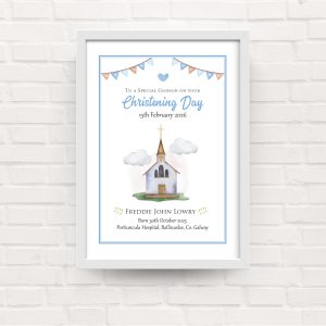 Christening Framed Print - Blue